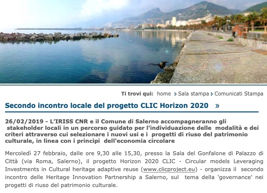 Secondo incontro locale del progetto CLIC Horizon 2020